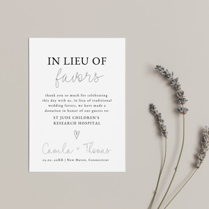 Sign Template, In Lieu of Favors Template, In Lieu of Favors Sign Wedding, In Lieu of Gifts Print, Wedding Printable, Instant Download, MIN3