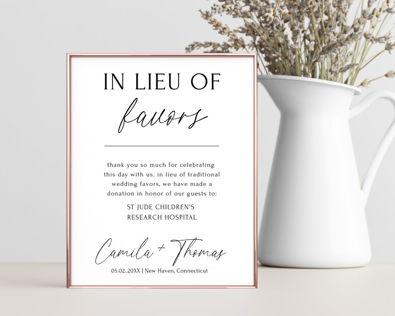 Sign Template, in Lieu of Favors Template, in Lieu of Favors Sign