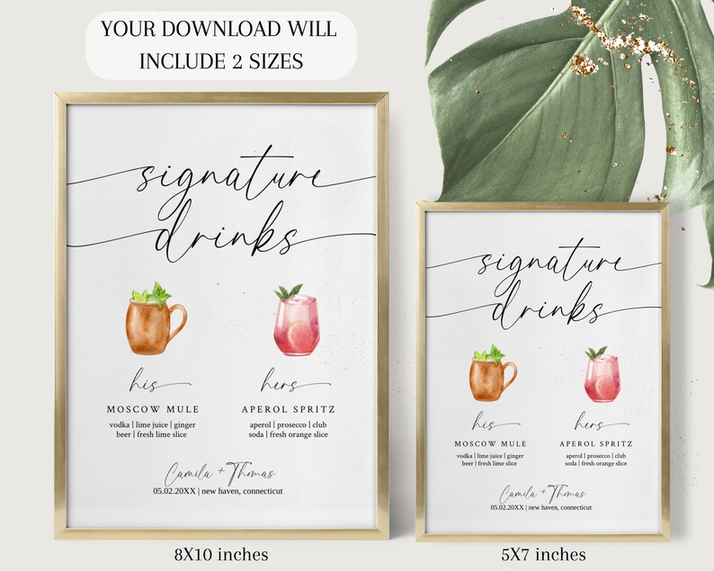 Sign Template, Signature Drink Template, Signature Drink Printable ...