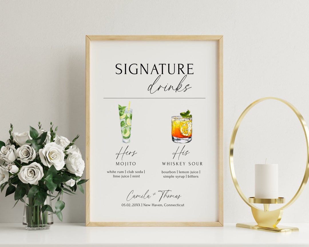 Sign Template Signature Drink Template Signature Drink Printable Sign Template Signature Drink Template Signature Drink Printable