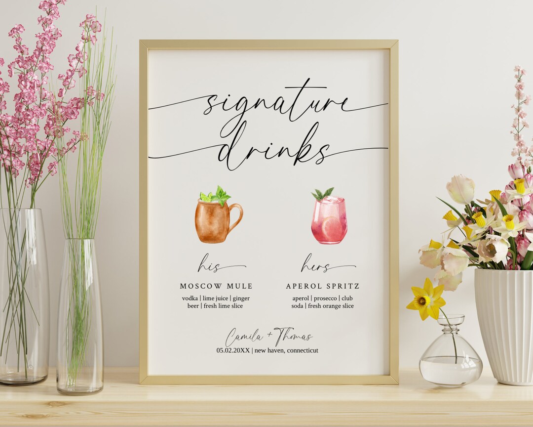 Sign Template Signature Drink Template Signature Drink Printable