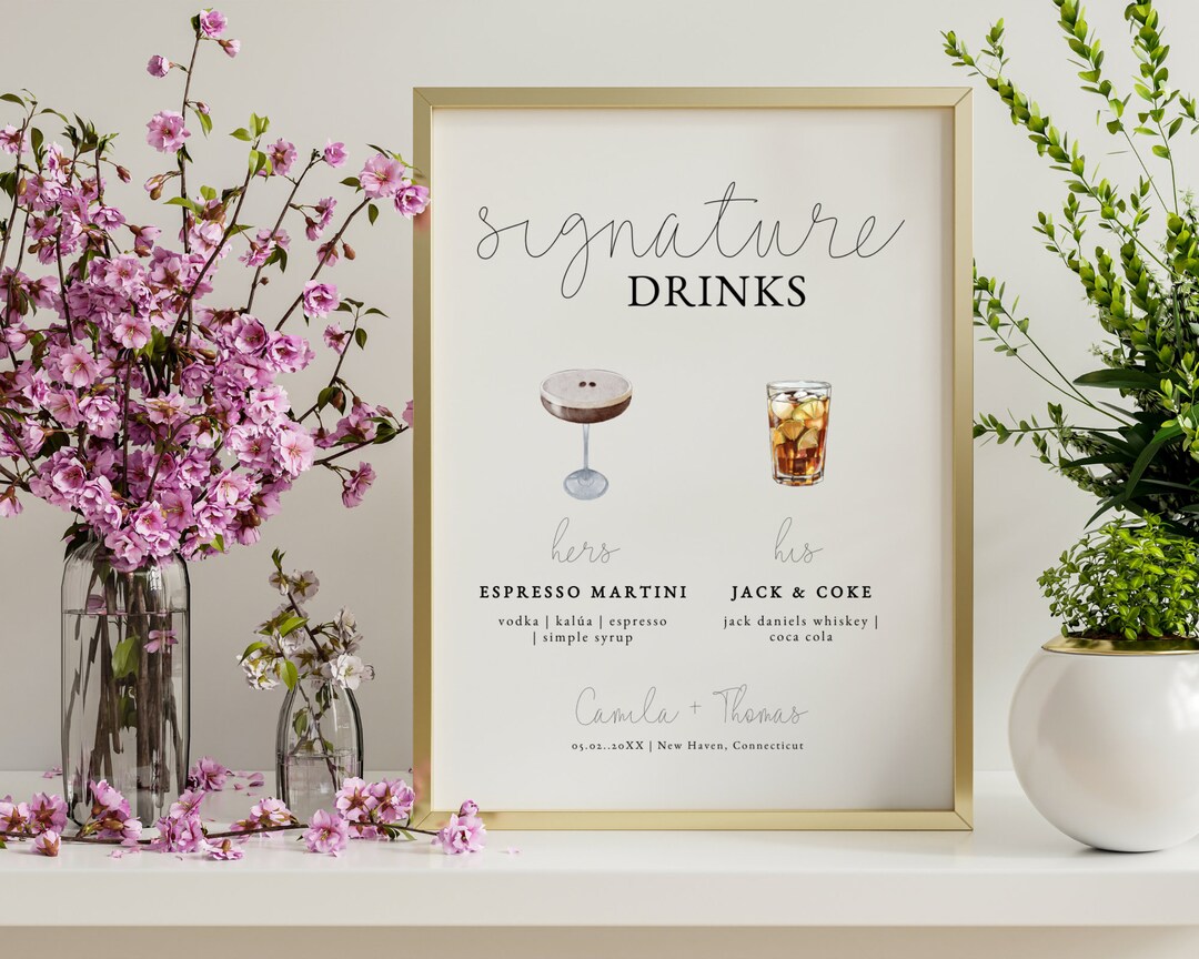 Sign Template Signature Drink Template Signature Drink Printable Sign Template Signature Drink Template Signature Drink Printable
