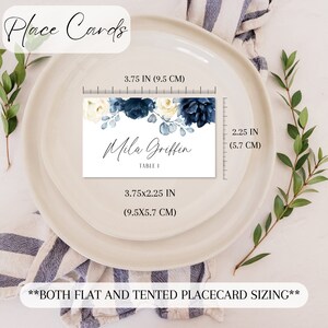 Name Card Template, Blue Floral Bridal Shower Place Card Template, Printable Name Cards, Floral Place Card Template, Instant Download, Mila image 5