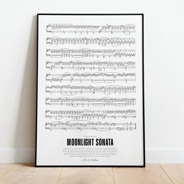 Moonlight Sonata Beethoven Poster of Musical Score (Digital Download)