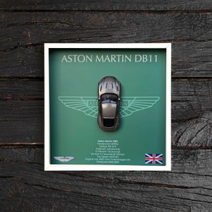 Caja de sombra 3D Aston Martin DB11 Slver, regalo enmarcado para coche
