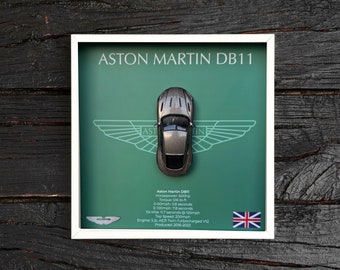 Aston Martin DB11 Slver 3D shadow box framed gift car