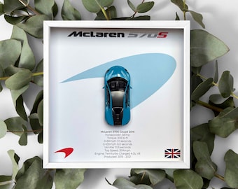 McLaren 570s blue 3D shadow box framed gift car