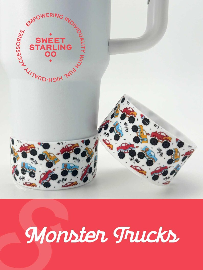 thesweetstarlingco Monster Trucks Tumbler Boot