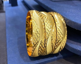 22K Gold Plated Bangle Bracelet: Turkish Style, Elegant Gift
