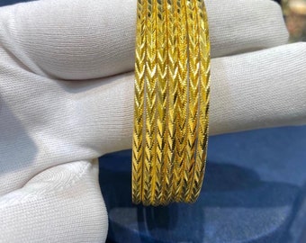 22K Gold Plated Bangles: Handcrafted Turkish Bracelets, Set of 4