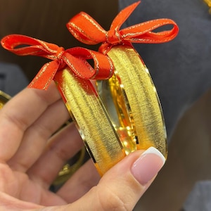 22Kゴールドメッキのサテンバングル：トルコ製ハンドメイドの伝統的な幅広ブレスレット