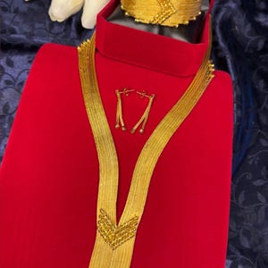 22K Gold Plated Handmade Kuyumcu Necklace Set – Luxury Turkish Bridal Jewelry – Statement Necklace, Bracelet & Earrings Set