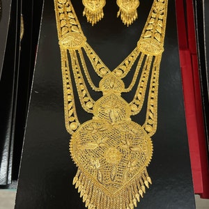 22K Gold Plated Handmade Hint Necklace Set – Luxury Statement Bridal Jewelry, Traditional Turkish Wedding Necklace, Filigree Gold Necklace