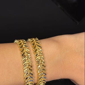 22K Gold-Plated Leaf Bracelet: Handcrafted Elegant Jewelry image 7