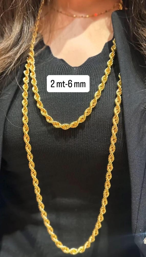 22Kゴールドメッキロープチェーンネックレス：6mm ケステクスタイル 