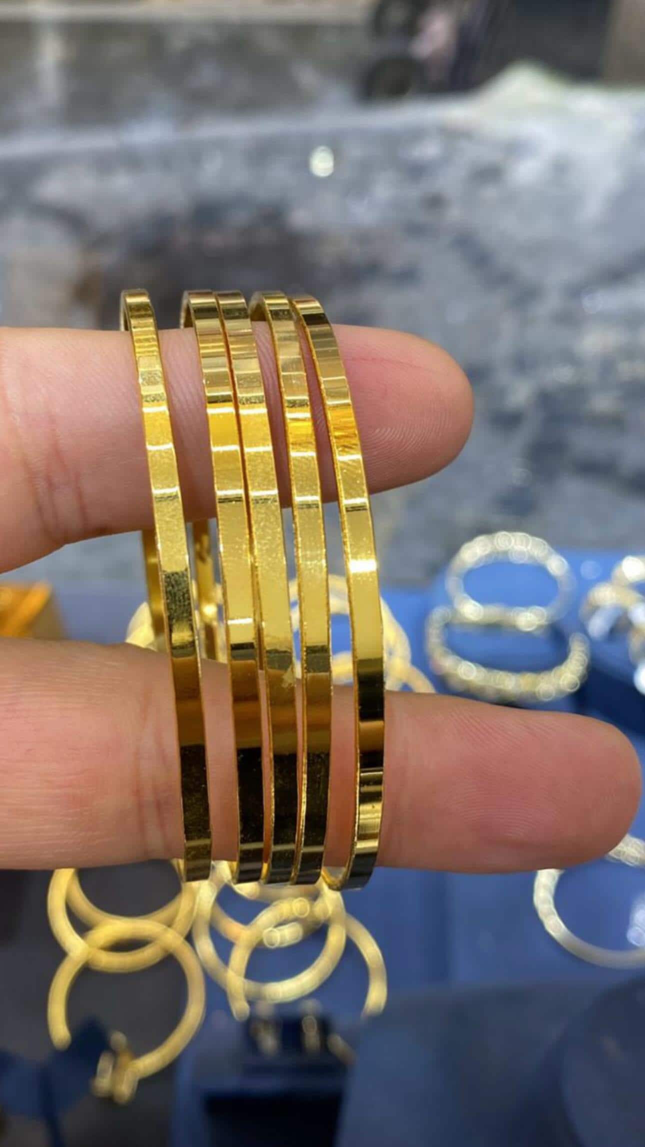4 Pieces-22k Gold Plated Kibrit Çöpü Ajda Bangle-luxury Bangle 