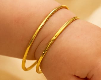 22K Gold Plated Baby Bangles: Turkish Style Children's Bracelet Set