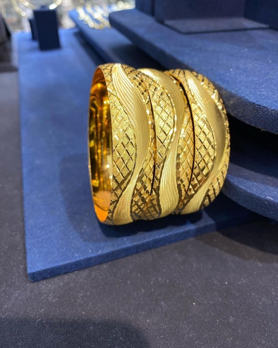 22K Gold Plated Bangle Bracelet: Turkish Style, Elegant Gift - Etsy