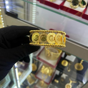 22K Gold plated Turkish bracelet,wedding jewelry,gift charms,flashy jewelry, Dubai jewelry