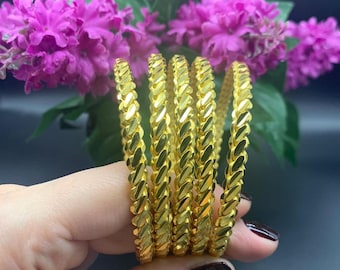 Adana üclü Birma Bilezik DEMO Altin Gold Bangles 22-karaats verguld 7 mm, Turks gouden armband, trouwarmband