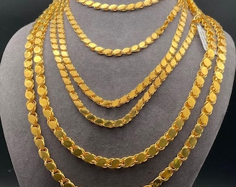 【在原 みゆ紀 着用】plllllleeeasse gold necklace 4mm-60cm-22k Gold Plated Sequin Chain Necklace,turkısh Pullu