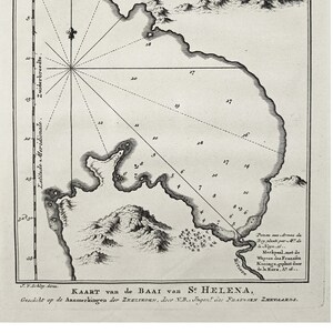 1747 Antike Südafrika Karte Helena Bay Antiker Druck Afrika Kupferplatte Gravur 18th Century Print Vintage Afrika Radierung 278 Jahre alt