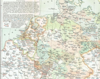 Vintage 1903 Map of Central Europe - Imperial German Army Garrisons - Antique Military Decor - Original Lithograph for Collectors