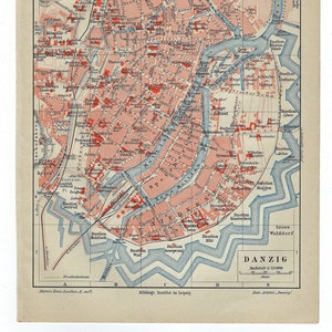1903 Danzig City Map Gdansk Poland Map Antique Germany City Vintage City Map Polish Street Map 19th Century Town Map Wall Art German Gift