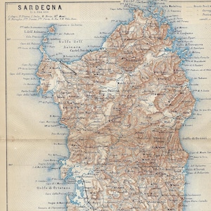 1875 SARDINIEN Antike Karte Original Karte der Insel Vintage Italien Wandkunst Sardinien Italien Druck Antike Karte Italienisches Geschenk Vintage Karte von Sardinien