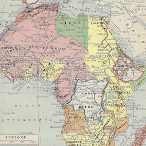 1922 Antike Afrika Druck Vintage Karte von Afrika Karte Larousse Universel Illustration Afrikanische Kultur Wandkunst für Geschenk Fernweh Geschenkidee