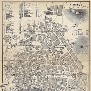 1875 Athen Stadt Karte Vintage Karte Athen Griechenland Wand Kunst Karte von Athen Wanddeko Karte von Athen Geschenk Griechenland Stadtplan Karte von Akropolis