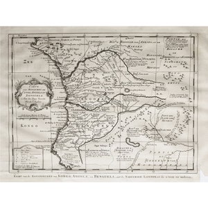 1747 - Antique Africa Map Vintage Portuguese Africa Print Kingdoms of Congo, Angola and Benguela Vintage Africa Map Wall Art 18th Century