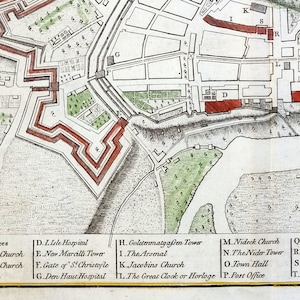 1771 Stadt BERN. Schweiz antike Landkarte. Antiker handkolorierter Druck. Druck aus dem 18.Jh. Kupferstich von John Andrews. 253 Jahre alter Druck