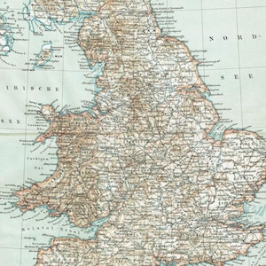 1893 ENGLAND and WALES Antique Map Vintage Print 19th Century Map Wallart British UK Map Wanderlust Gift Idea United Kingdom map