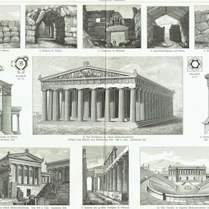 1897 Vintage Greek Architecture Print Greeek Art Print Antique Architectural Wall Art Architecture Wall Decor Athens Artwork Architect Gift