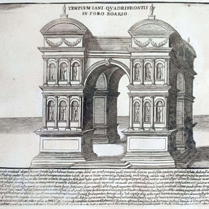 1641 Antica ROMA stampa antica Incisione su lastra di rame storica Stampa architettonica originale Regalo per gli amanti di Roma Opera d'arte romana ARCO DI GIANO