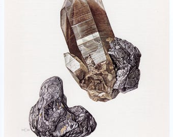 1968 MOLYBDENITE Print, Mineral Wall Art, Mineralogy Decor, Precious Stones, Vintage Rock Art, Geologist Gift