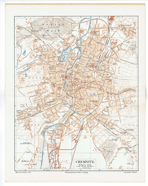 1903年 ケムニッツ ヴィンテージ市街地図 アンティーク ドイツ都市計画