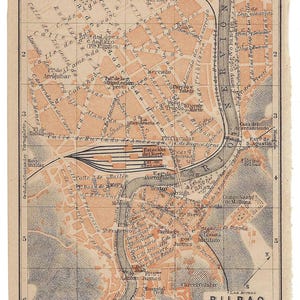 1913 SPAIN BILBAO Antique MAP Vintage City Map Spanish City Street Map City Map Wallart Wanderlust Gift Idea Spain Map