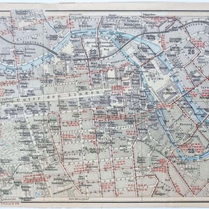 1914 BERLIN Innere Stadt Antike Stadt Karte Vintage Landkarte Deutschland Wand Kunst Original Landkarte Fernweh Geschenk Idee Vintage Reiseführer
