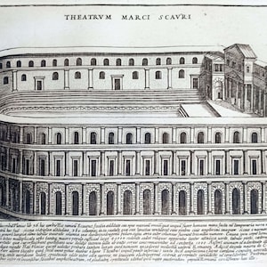 1699 Antica Roma Stampa Antica Teatro Romano Incisione su lastra di rame Stampa Antica Originale Italiana Regalo per gli Amanti di Roma Stampa del XVII Secolo