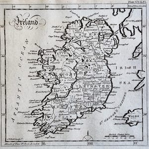1797 Irland Antike Landkarte Kupferstich Historische Karte Wohnkultur Antikdruck Irisch Liebhaber Geschenk Fernweh Geschenkidee 228 Jahre alt