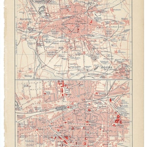 1903 DORTMUND und Umgebung Deutschland Antike Karte Stadtplan Stadtplan Wanddekoration Stadtplan Kunst Original Wohnkultur Geschenk