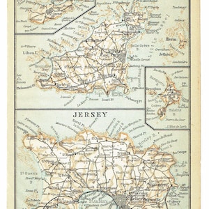 1897 Kanalinseln Antike Landkarte ALDERNEY GUERNSEY JERSEY Britische Inseln Alte Karte Fernweh Geschenk Idee Britische Karte Wand Kunst Haus Deko