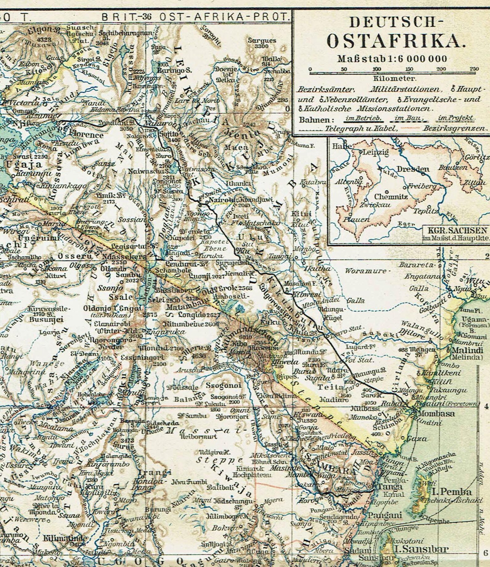 1903 Vintage German East Africa Map, Antique Tanzania and Rwanda Art ...