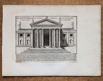 Wall Art Gift for History Lover Original 1644 Antique Rome Architecture Print Italian Engraving Historical Decor Juno Temple Roman Artwork