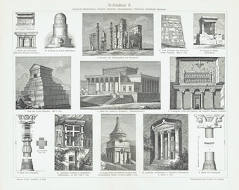 1897 ASIA MINOR Architecture Antique Print Architectural Wall Art Antique Artwork Architect Gift Asian Lovers Home Decor