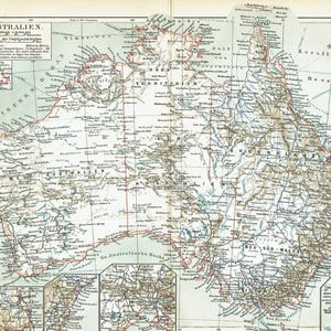 1903 Australien Vintage Karte Antike australische Geographie Ozeanien Druck Original Wand Kunst Australien Liebhaber Geschenk Wanderlust Kunstwerk Wand Dekoration