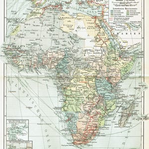 1903 Antique Map of AFRICA Vintage Africa Map Antique Political African Map Wall Art Wanderlust Gift Home Decor Africa Lovers Gift