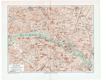 Paris Street Map - Vintage Map - Paris - Etsy